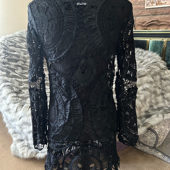 Victoria's Secret Other - Victoria's Secret Black Fringe Cover-Up